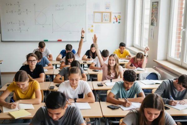 Kinderen die les volgen in een klaslokaal